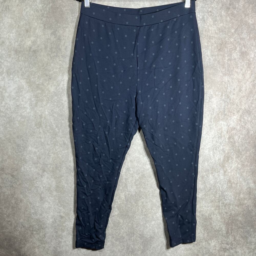 Nordstrom Pants Womens Size XL Blue‎ Polka Dots Skinny Pull On High Rise Knit